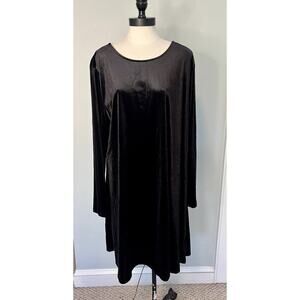 Old Navy Black Velvet Swing Dress Long Sleeve 2XL Holiday Christmas Church